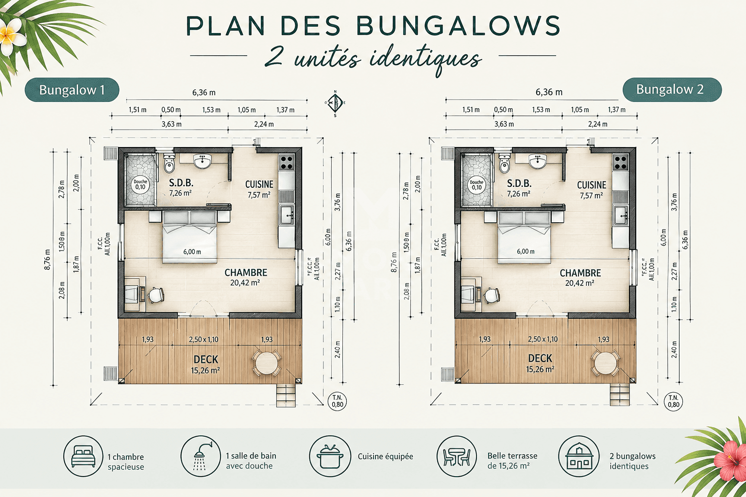 MOOREA - 2 MAISONS DE 55 M² SUR MAGNIFIQUE TERRAIN CLOS DE 1012 M² - Image 4